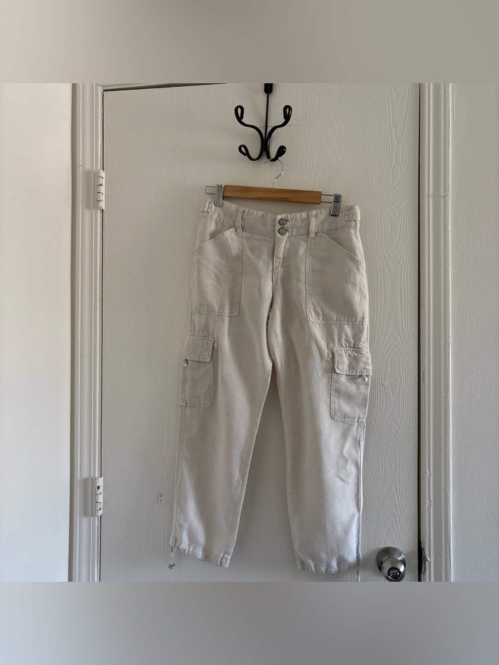 Sanctuary White Linen Cargo Pants Size 25 Lightweight Summer